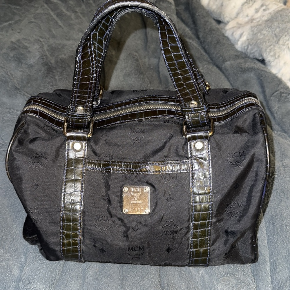 Women’s Or Men’s MCM Vintage Black and Purple Shoulder Bag. Beetlejuice Vibes!